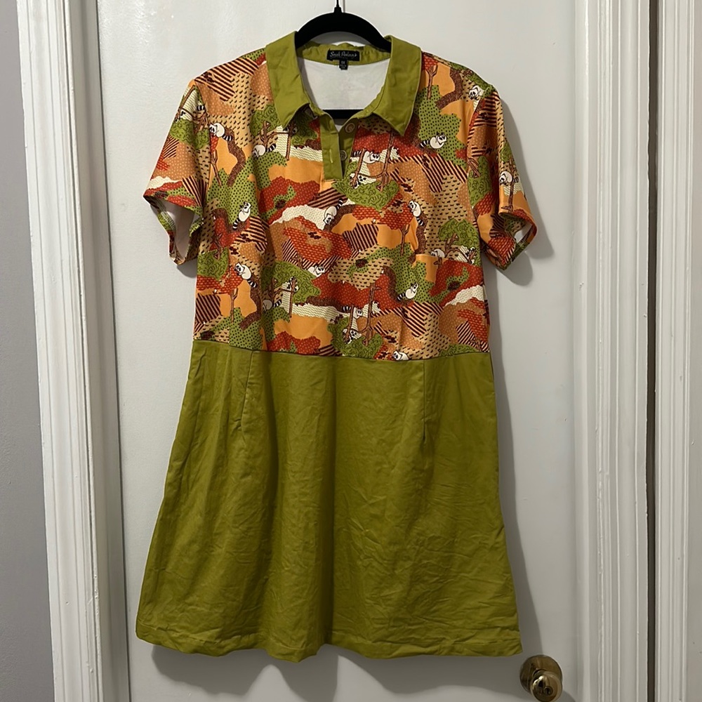 Small Parlour green Mod raccoon dress w/pockets